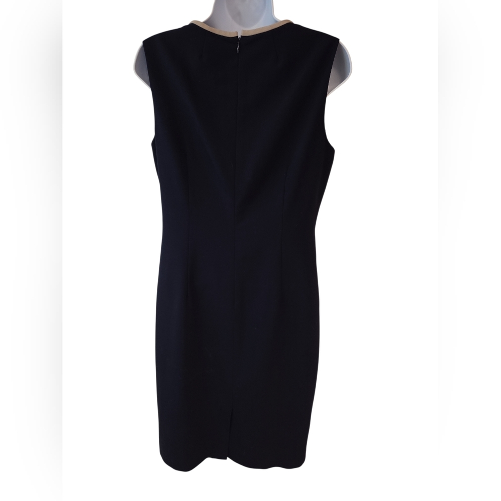Calvin Klein Elegant Beige and Black Sleeveless Dress Size 6 - Picture 3 of 4
